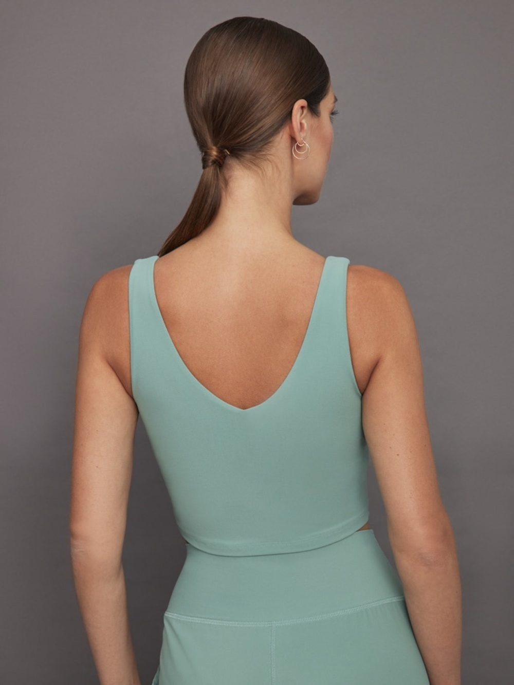 Carbon38 V-Neck Longline Bra in Melt - Granite Green - Picture 4 of 8